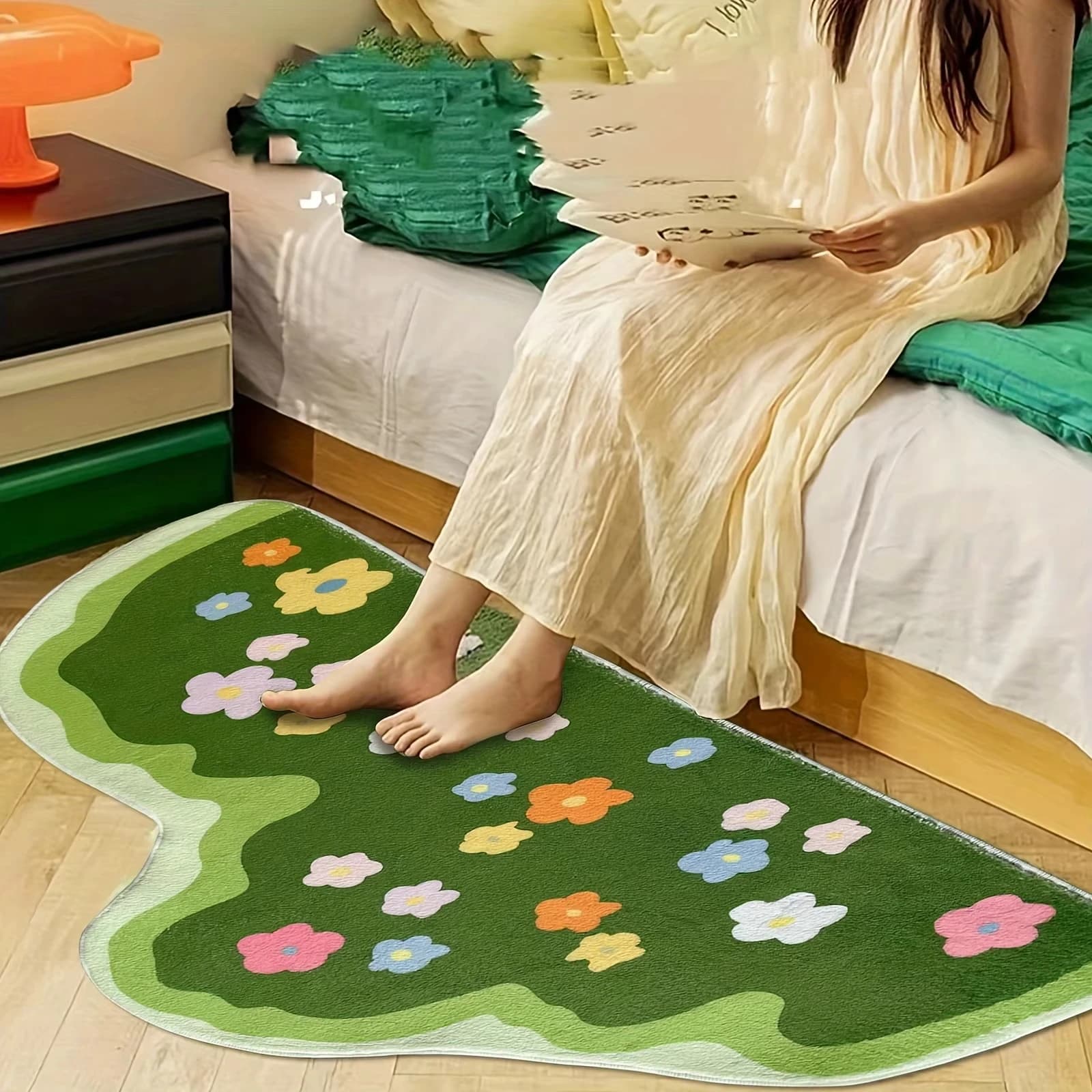 VIKAMA Nuovi Tappeti 2025 per Soggiorno, Tappeti con Motivi Floreali per Camera da Letto, Morbidi Tappetini per Corridoio, Zerbini Estetici per Arredamento Casa