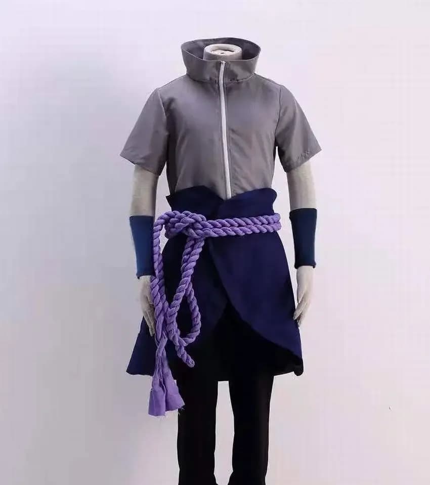 Costume Cosplay Anime Uchiha Sasuke, Top, Pants, Belt, Gift for Conventions, Adult Unisex Version