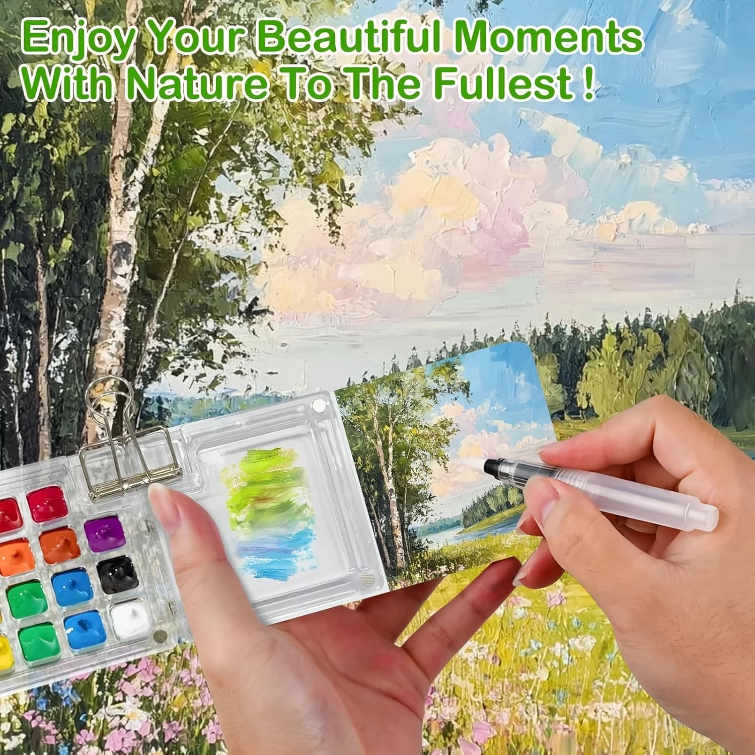 Portable Travel Paint Palette Watercolor 15 Color Grid Palette Box Mini Pocket Painting Coloring Book Sketching Tool Art Painter