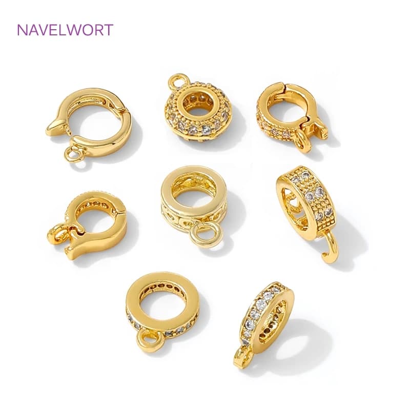 Chiusure a Cerniera per Collane Placcate Oro 18K, Bailes per Gioielli, Connettori per Ciondoli in Ottone, Forniture Fai-da-te per Creazione Gioielli