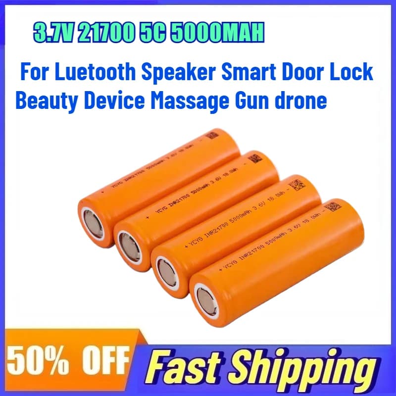 Lithium Battery 3.7V 21700 5C 5000MAH for Speaker Luetooth Smart Door Lock Beauty device Drone Massage Gun Rechargeable Battery