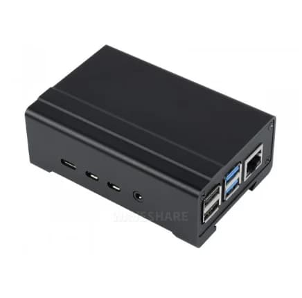 PI4-CASE-DIN-RAIL-A Custodia in alluminio su guida DIN per Raspberry Pi 4, con ventola di raffreddamento e dissipatori di calore
