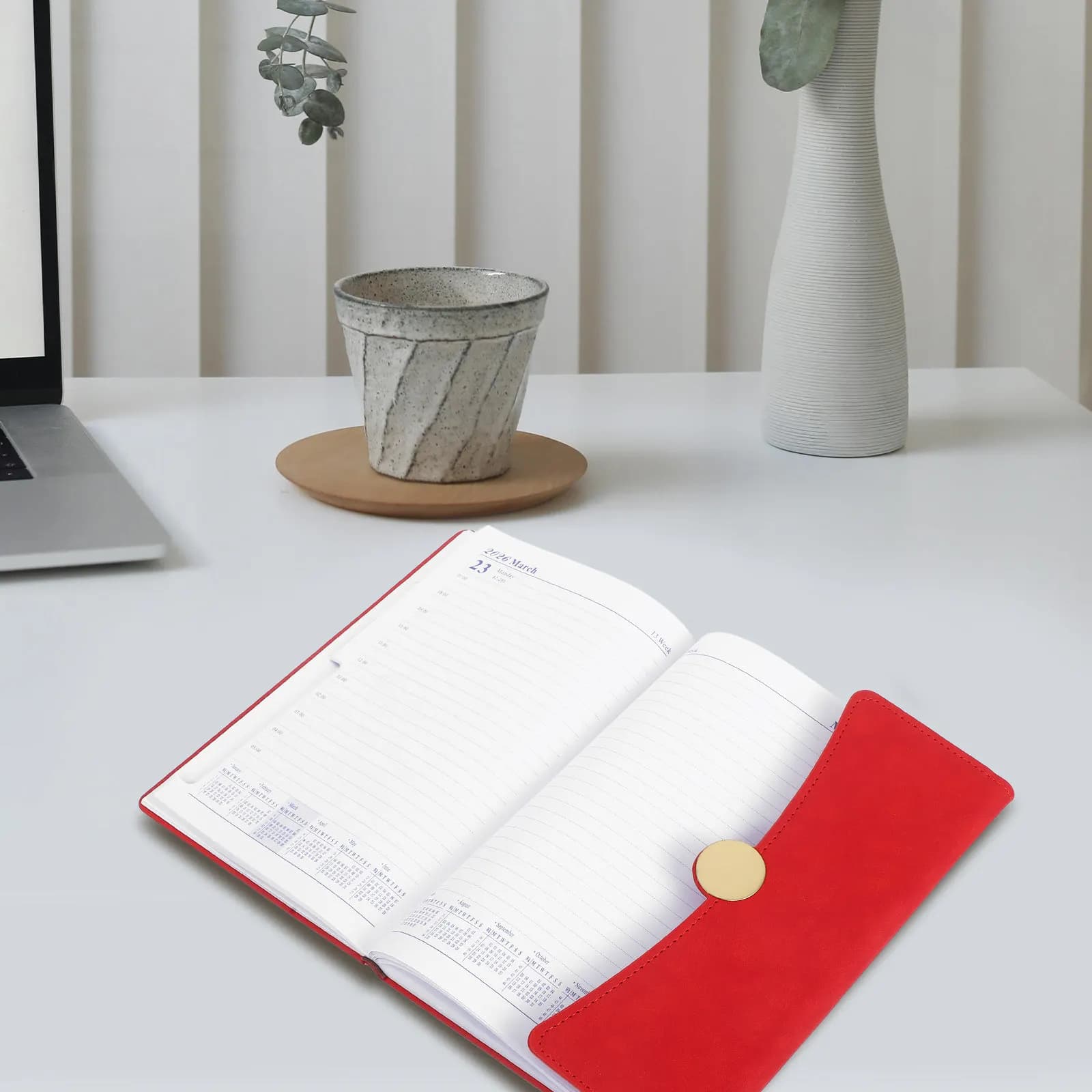 Daily Planner 2026 Notebook Calendar Journal PU Cover Monthly Index Tabs Diary Planner for School Office Work