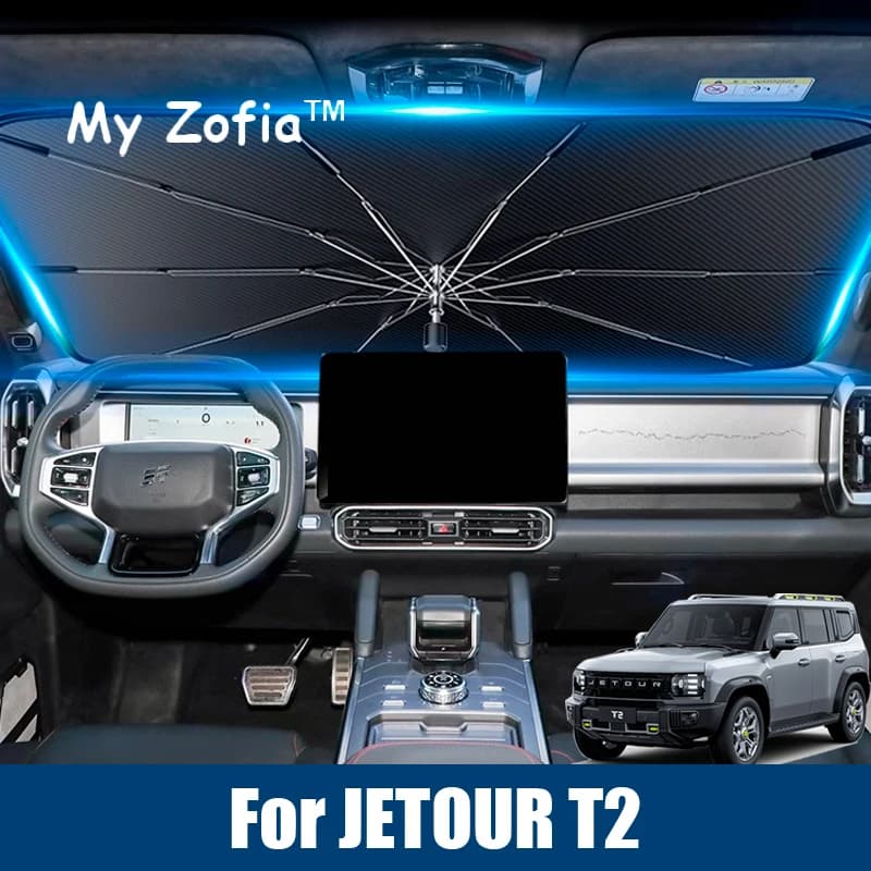 Per JETOUR T2 Shanhai T2 Viaggiatore 2024 2025 2026 Auto Parabrezza Parasole Ombrello Retrattile Anteriore Isolamento termico Accessori