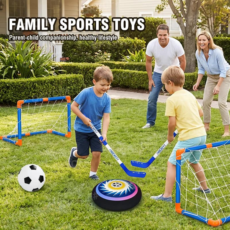Double Kids Football Door, Universal Ice Hockey Game with Air Suspension, Football Belt, LED Lights, Adjustable Game for Interior