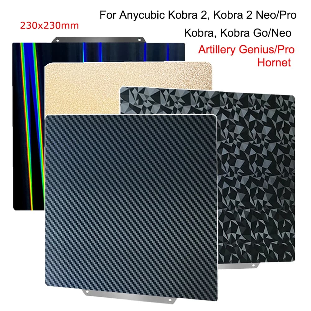 Accessories for thermal bed for artillery Hornet/Genius, Anycubic Kobra 2 Pro/Neo PEI Plate 230x230mm Flexible construction plate for sheet