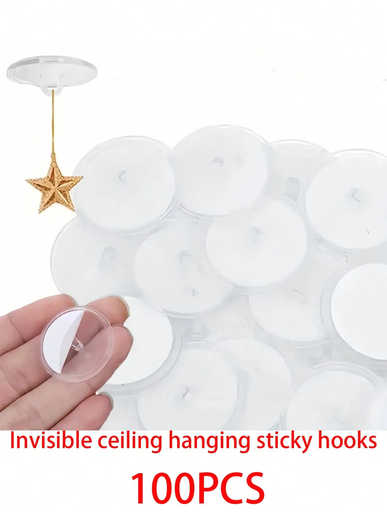 Ganci da parete trasparenti 10/100 pezzi, ganci autoadesivi per decorazioni a soffitto, accessori per feste, progetti fai-da-te e stoccaggio quotidiano