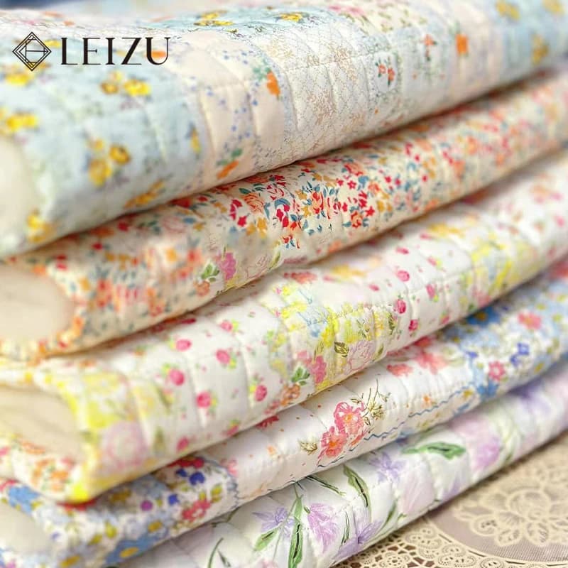 140x90 cm Tessuto trapuntato in cotone con clip Stampa floreale fresca per giacca calda Borsa in cotone Cappotto Biancheria da letto Cuscino Tessuto cucito fai da te fatto a mano