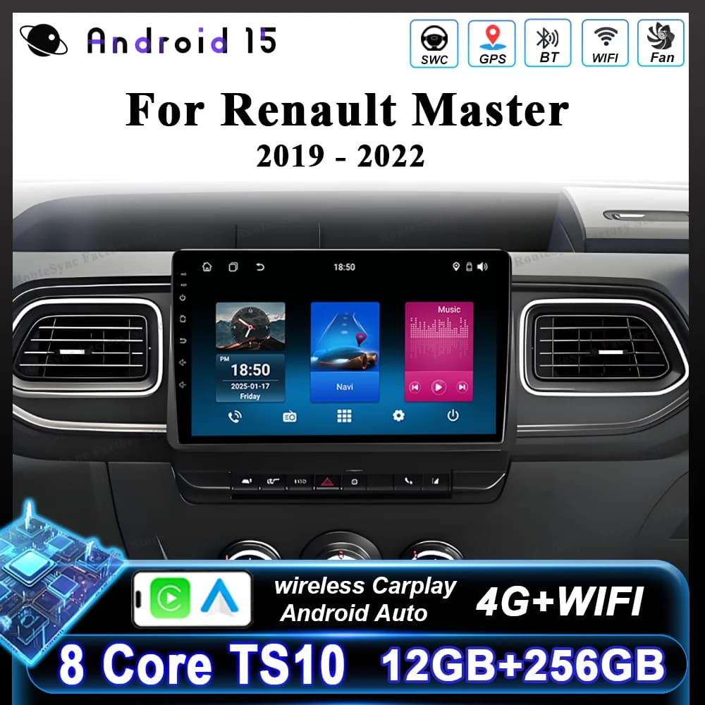 Android 15 Radio Stereo For Renault Master 2019 -2022 Multimedia Video Player for Car GPS Navigation Wireless Carplay NO 2Din WIFI