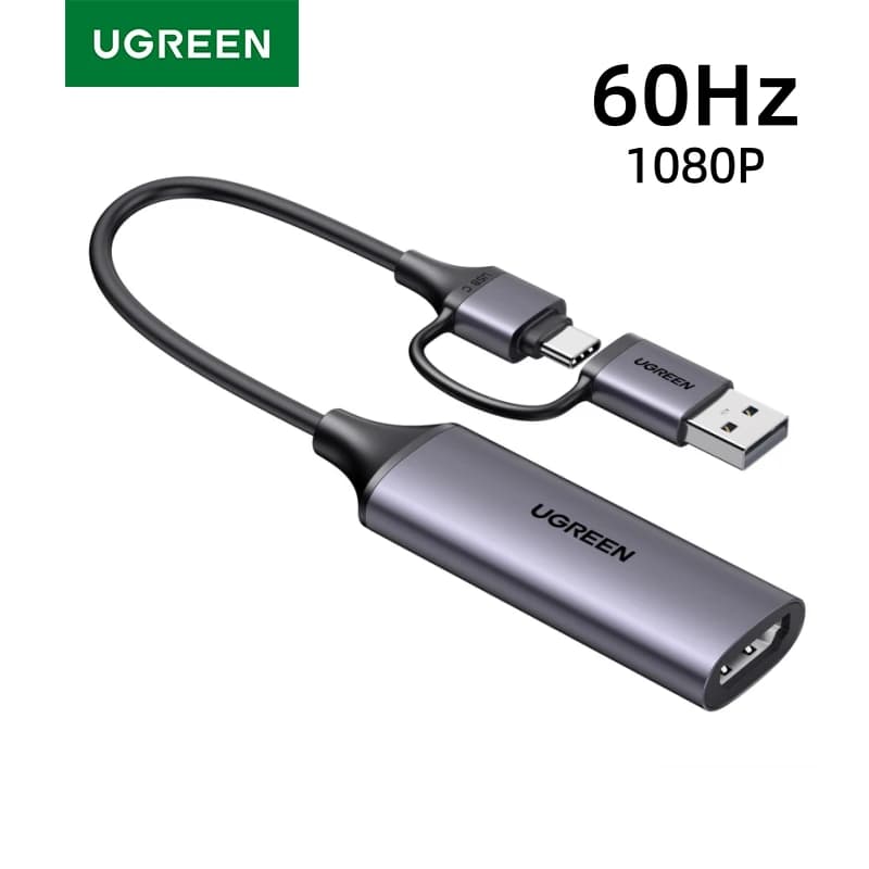 UGREEN Video Capture Card HDMI 1080P @ 60Hz HDMI to USB Type C Video Grabber Box for PC Computer Camera Live Stream Record