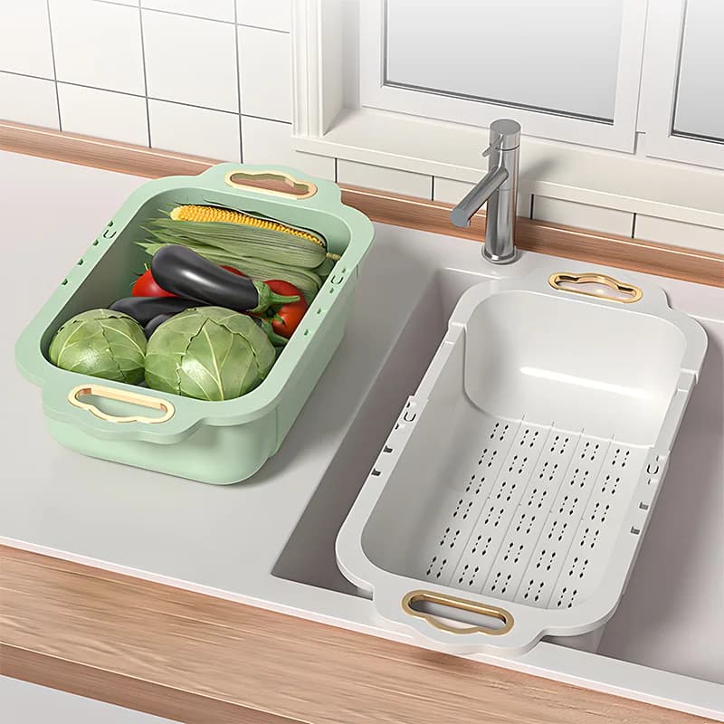 1 pcs 35x21cm waste bin hanging bag without punching adjustable kitchen dishwasher telescopic Rack basket for washing vegetables