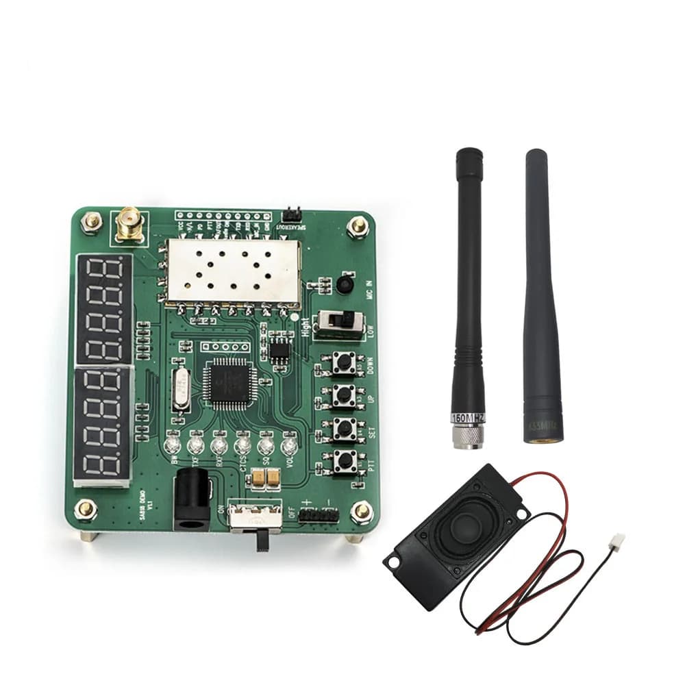 Kit scheda DEMO modulo interfono (UHF | Modulo walkie talkie VHF SA818S+altoparlanti+antenne ad asta dritta)
