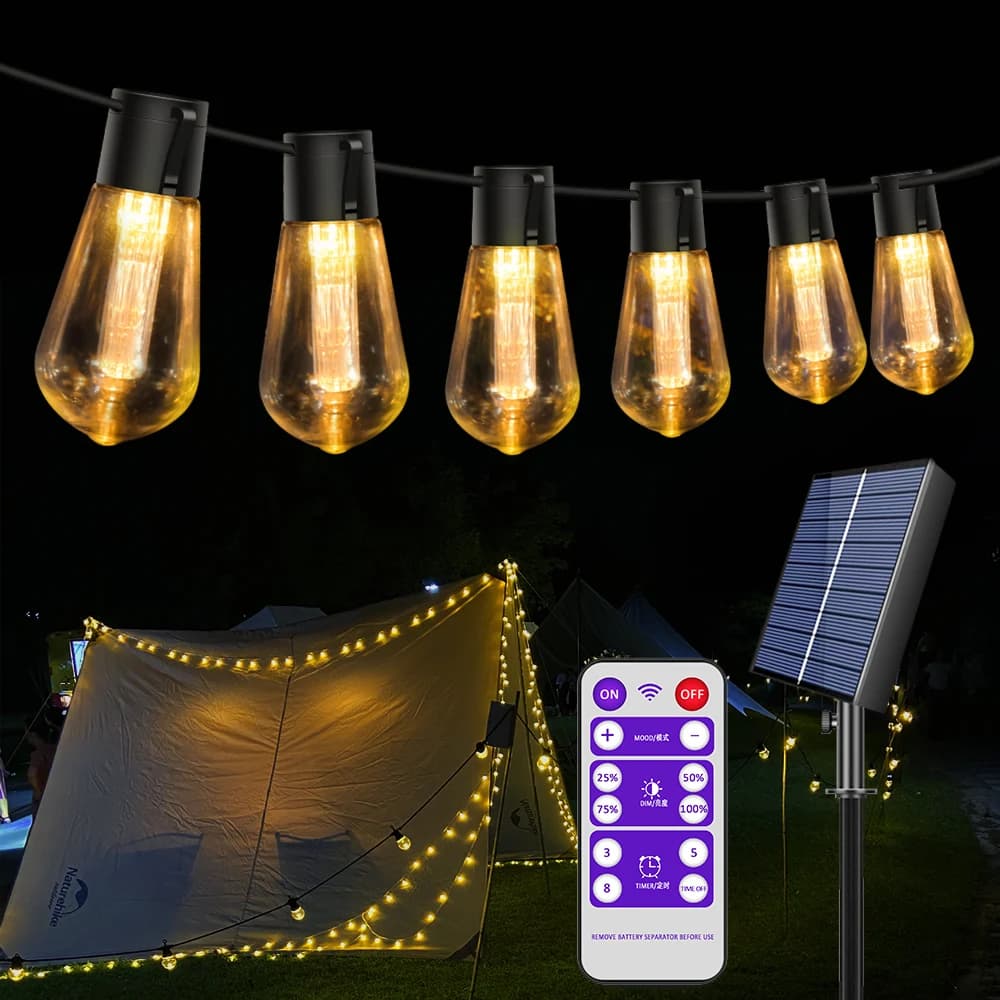 Luci a stringa solari ad alta luminosità, 20 piedi (8M) 20 lampadine infrangibili, impermeabili S14 LED solare fata luci giardino esterno