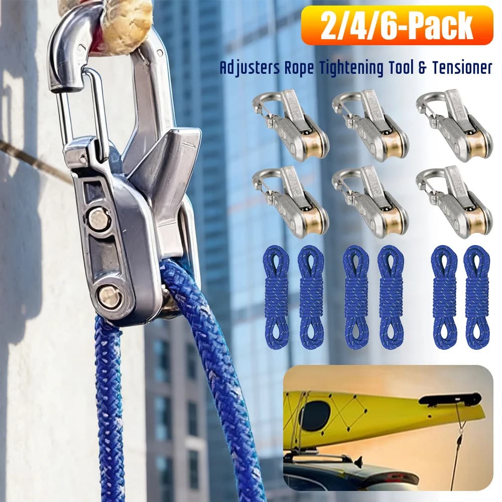 Set da 2/4/6 Regolatori di Tensione per Corde da Esterno, Resistenti, per Teli da Campeggio, Corde di Ancoraggio, Attrezzatura Nautica e per Attività all'Aperto