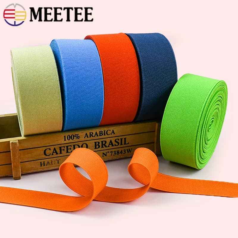 5M 20/25/30/40/50mm Fascia elastica colorata Fasce di gomma larghe per biancheria intima Cinghia di tessitura elasticizzata Cavo elastico Accessori per cucire