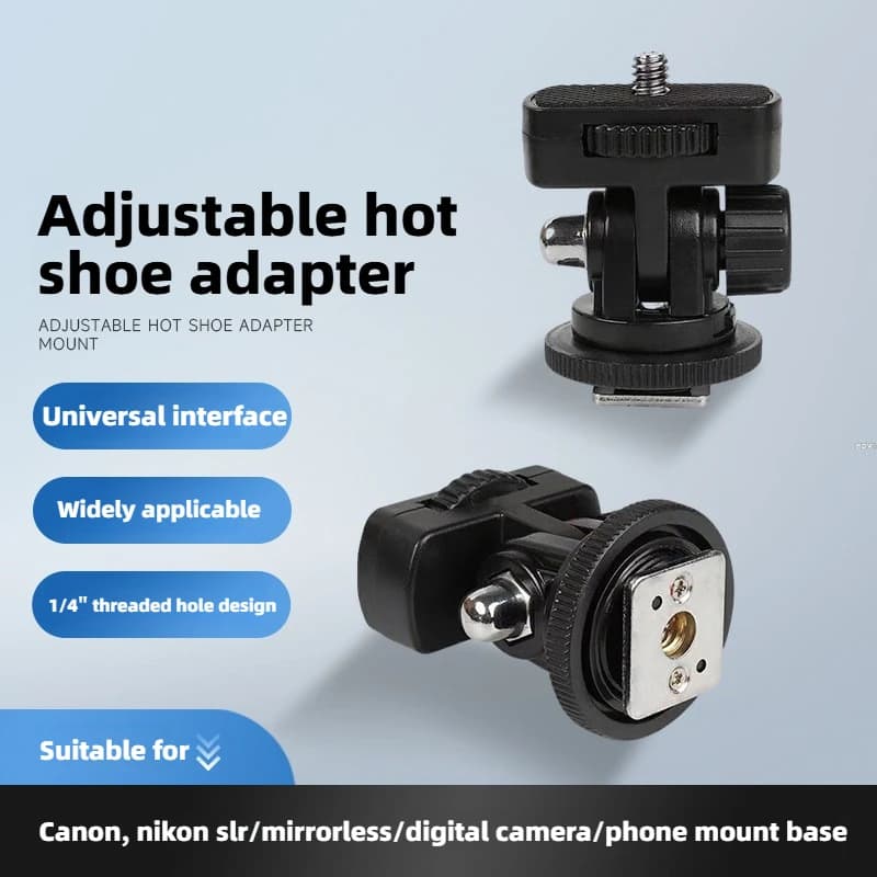 Adattatore universale per attacco a slitta calda con base per treppiede da 1/4 di pollice per fotocamere DSLR, mirrorless Canon, Nikon, Sony, supporti per telefono e videocamere