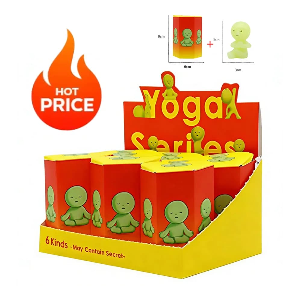 Regalo a Sorpresa: Serie Yoga per Camera da Letto, Scatola Misteriosa con Diverse Bambole Verdi, Action Figure, Decorazione, Modellino da Scrivania, Giocattolo per Sorprese