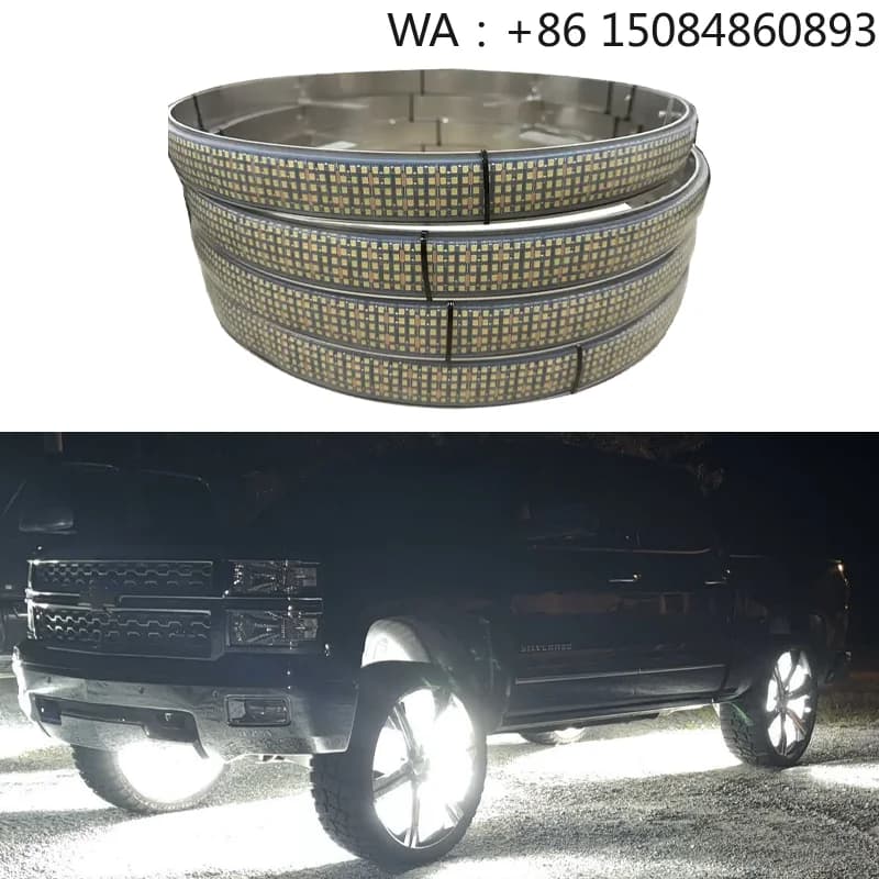 17 Inch 5 Row RGB LED Wheel Light Ring Auto Rim Ambient Lamp Waterproof Tyre Lighting Car Modification Accessories