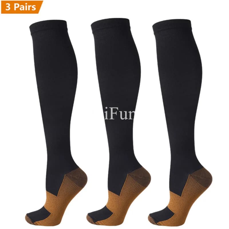 3 paia di calzini a compressione in rame donna uomo anti-fatica sollievo dal dolore calze a compressione unisex graduate al ginocchio 15-20 MmHg