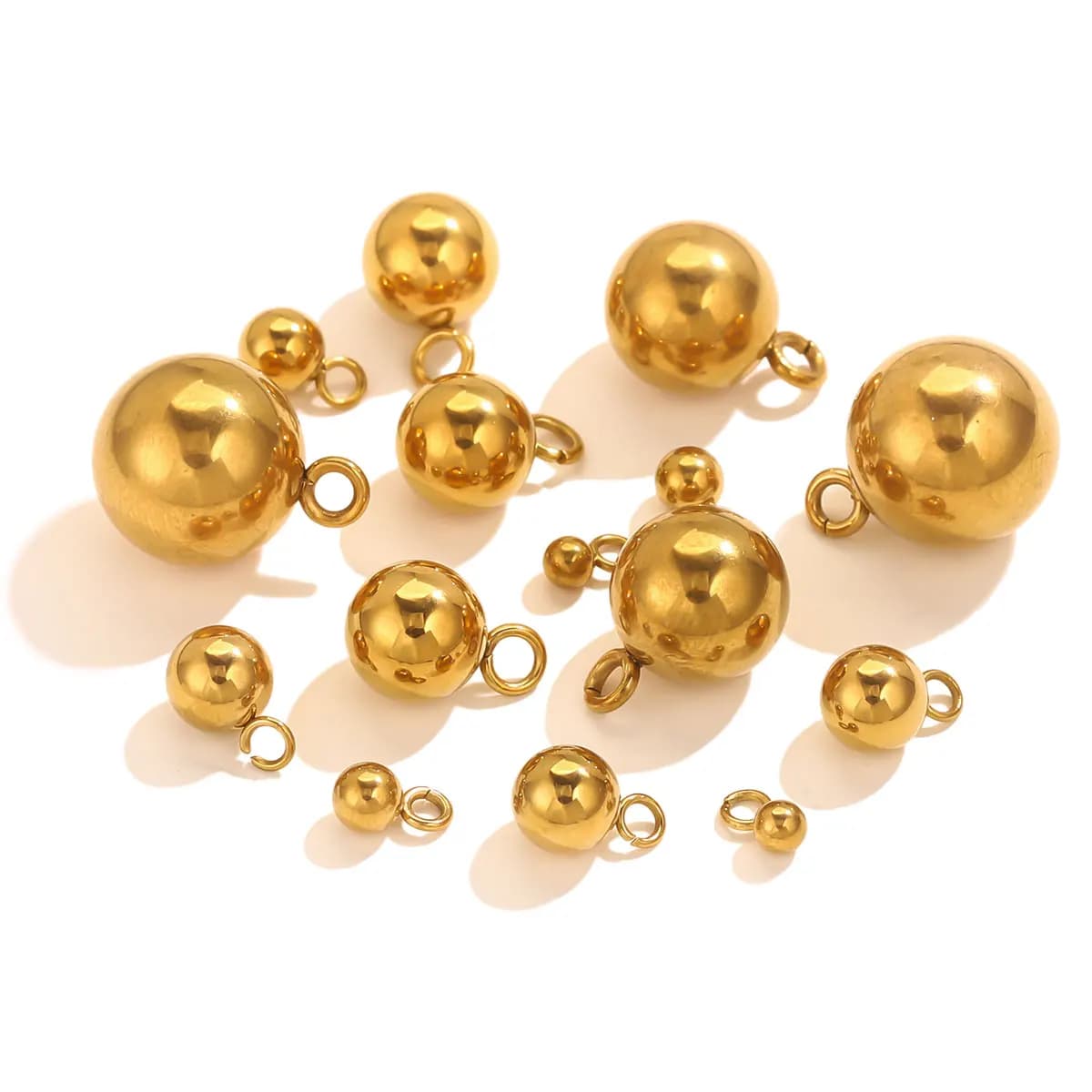 20 pz 3/4/5/6/8/10mm In Acciaio Inox Sfera Solido Perline Pendenti e Ciondoli Placcato Oro FAI DA TE Collane Orecchino Creazione di Gioielli forniture All'ingrosso