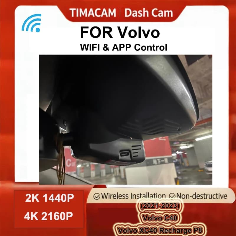 TIMACAM 4K 2K Wifi Dash Cam Dual Lens Car DVR Dash Camera Per Volvo XC40 Ricarica P8 2021 2022 2023 Volvo C40 2021 2022 2023