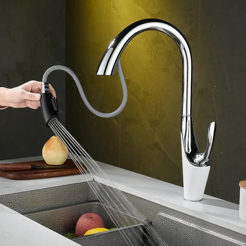 Rubinetto per lavello da cucina estraibile Rubinetto per spruzzatore a flusso montato su piano Rubinetti miscelatori da cucina caldo freddo x