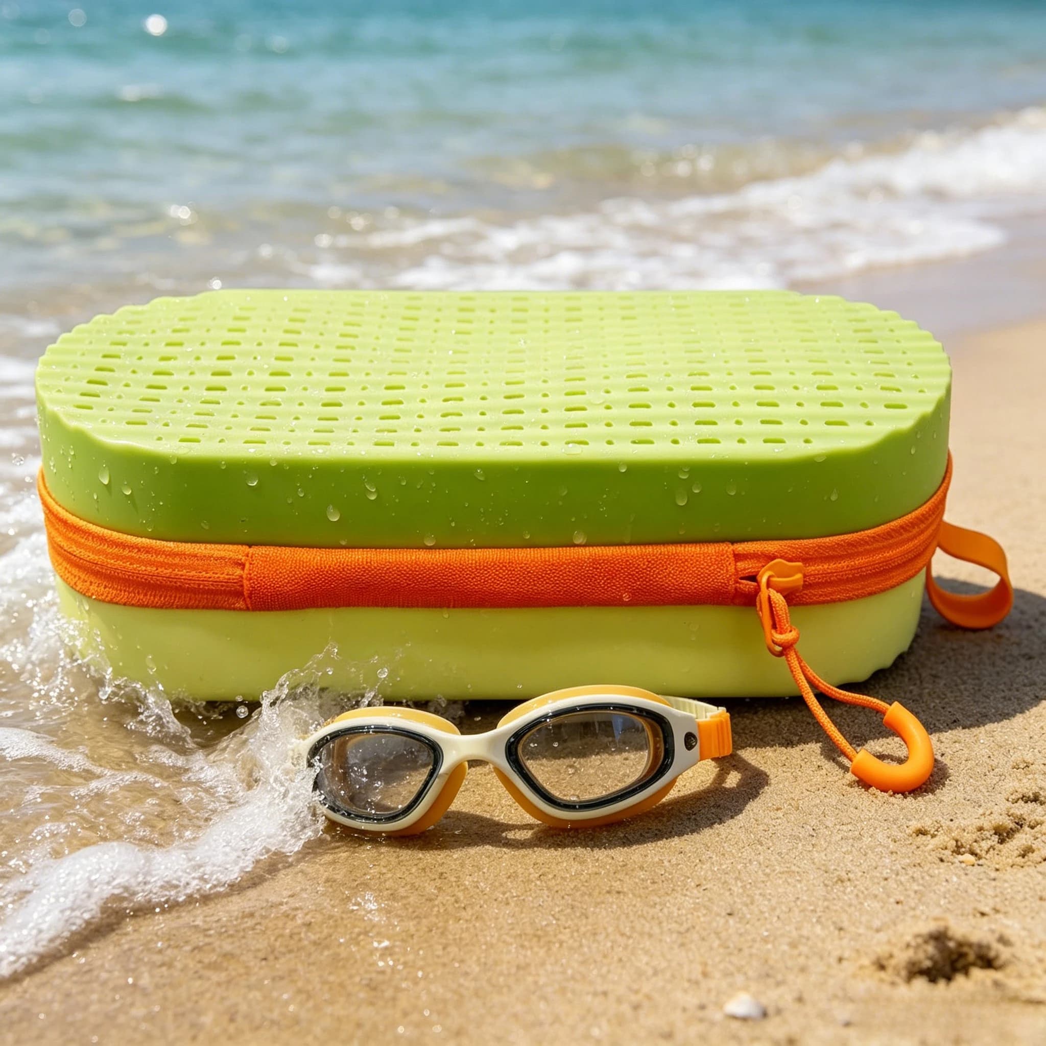 Color-Block Silicone Swim Goggles Case Protective Case Breathable Multi-Purpose Travel Storage Bag for Swim Goggles Caps