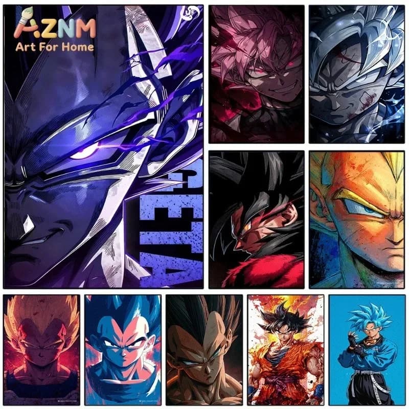 Dragon Ball Vegeta Ultra Ego Canvas Wall Art Anime Super Saiyan Print Collage For Teen Boys Bedroom Gaming Dorm Decor Unframed