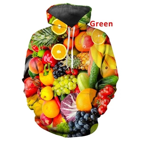 Felpe con cappuccio a maniche lunghe con grafica di frutta colorata felpa con cappuccio da uomo 3D abbigliamento Casual da donna felpa con cappuccio per bambini confortevole e traspirante