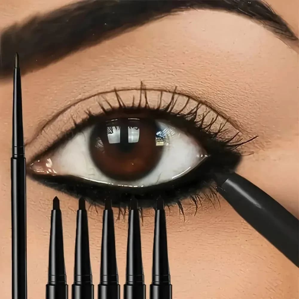 Pack of 5 waterproof and sweat resistant black eyeliner pencils: long-lasting, bold eye makeup proof, EasyGlide formula for Perf