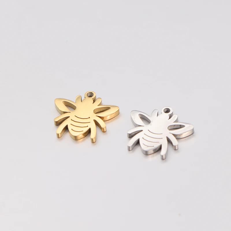 20pcs/lot Mirror Polished Stainless Steel Bee Charm Pendant for DIY Necklace Earring Bracelet Jewelry Making Accessories