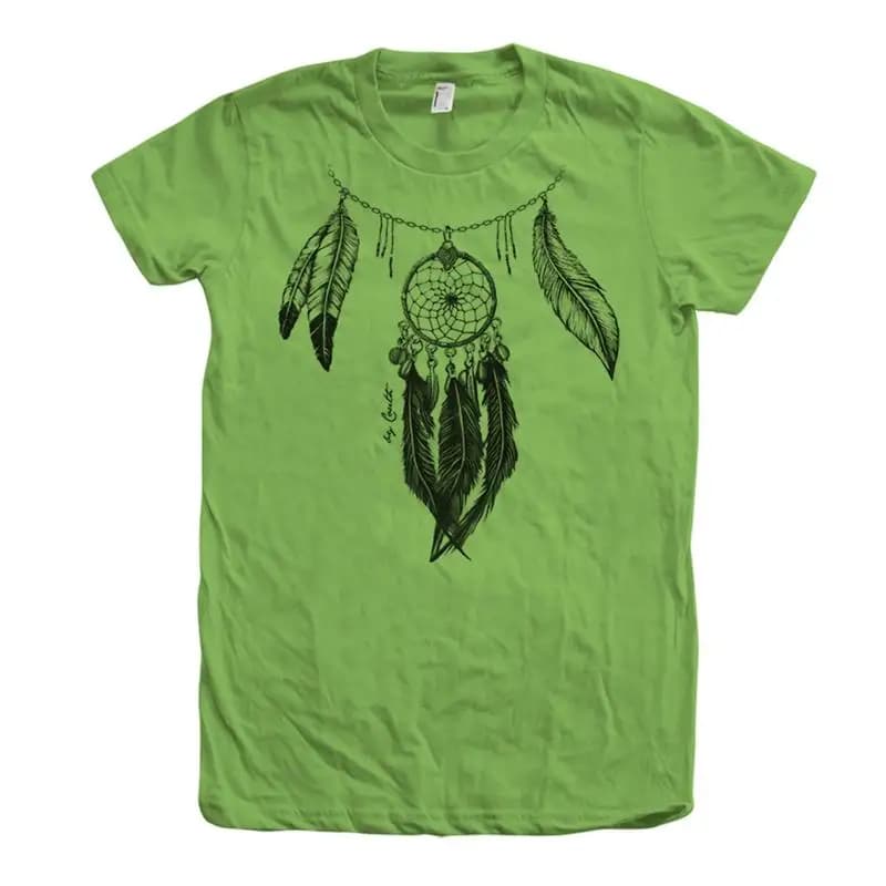 Womens Junior T shirt Dreamcatcher Dream Catcher Crew Neck Blue Gifr for Women Nature