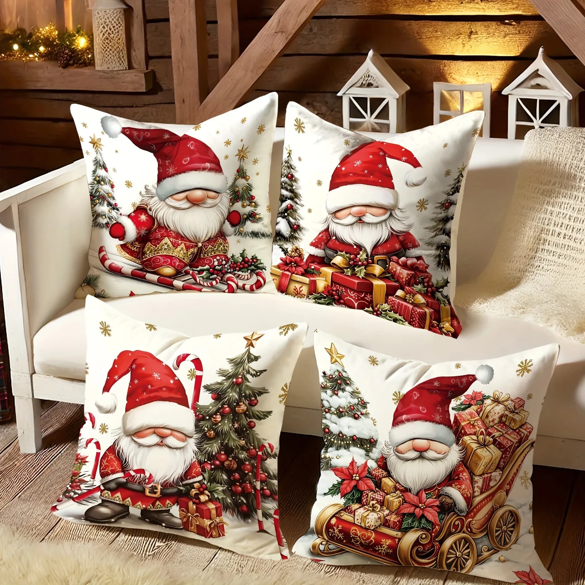Federe natalizie festive di Babbo Natale: arredamento allegro per i tuoi divani per la casa delle vacanze, federe per cuscini per la camera da letto, regali natalizi