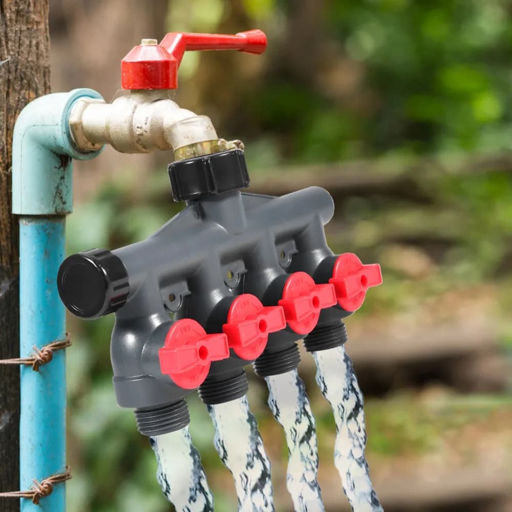 Durable Plastic 4 Way Hose Splitter G3/4 Inch Easy Install Garden Hose Splitter 4 Way Hose Splitter Valve Lawn Watering