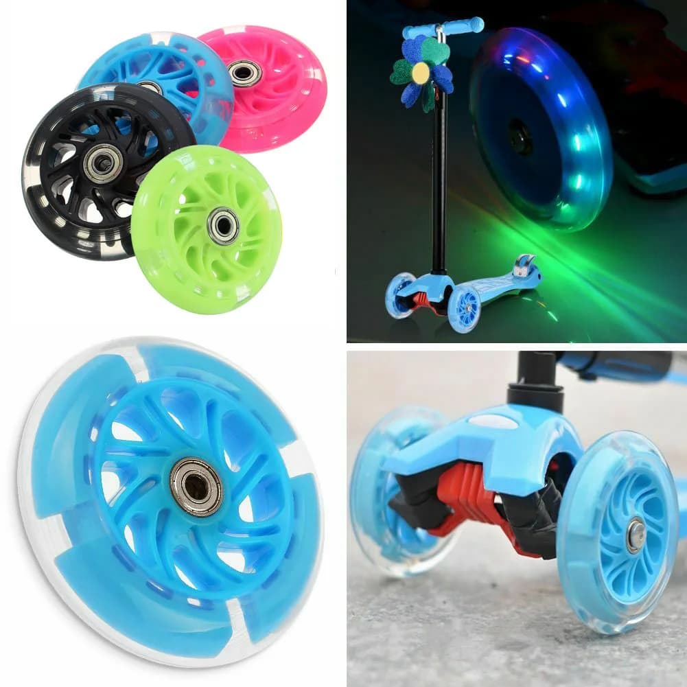 1pc LED Flash Ruota Luci Lampeggianti Indietro ABEC Per Scooter Mini 12x2cm PU Bambini Sostituire Ruote Illuminazione Parte Della Bici All'aperto