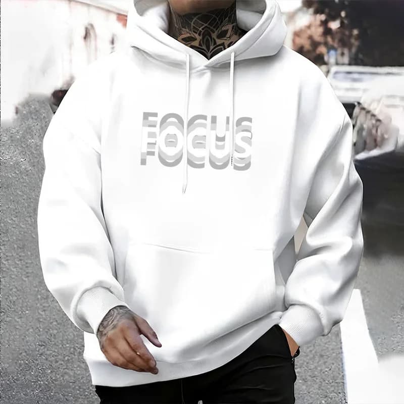 Felpa con cappuccio da uomo stile di vita urbano 2025 Streetwear Moda Felpa con cappuccio Hip Hop Tendenza maschile Felpa con cappuccio casual Focus Letter Print Pullover