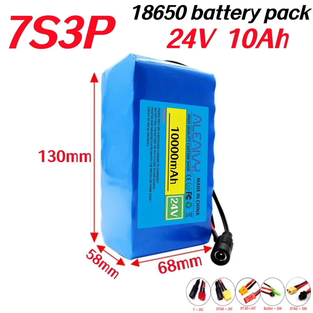 24V 10000mAh(10Ah) 18650 7S3P Li-ion Battery Pack +29.4V 2A Charger for Wheelchairs Power Replacement Battery.