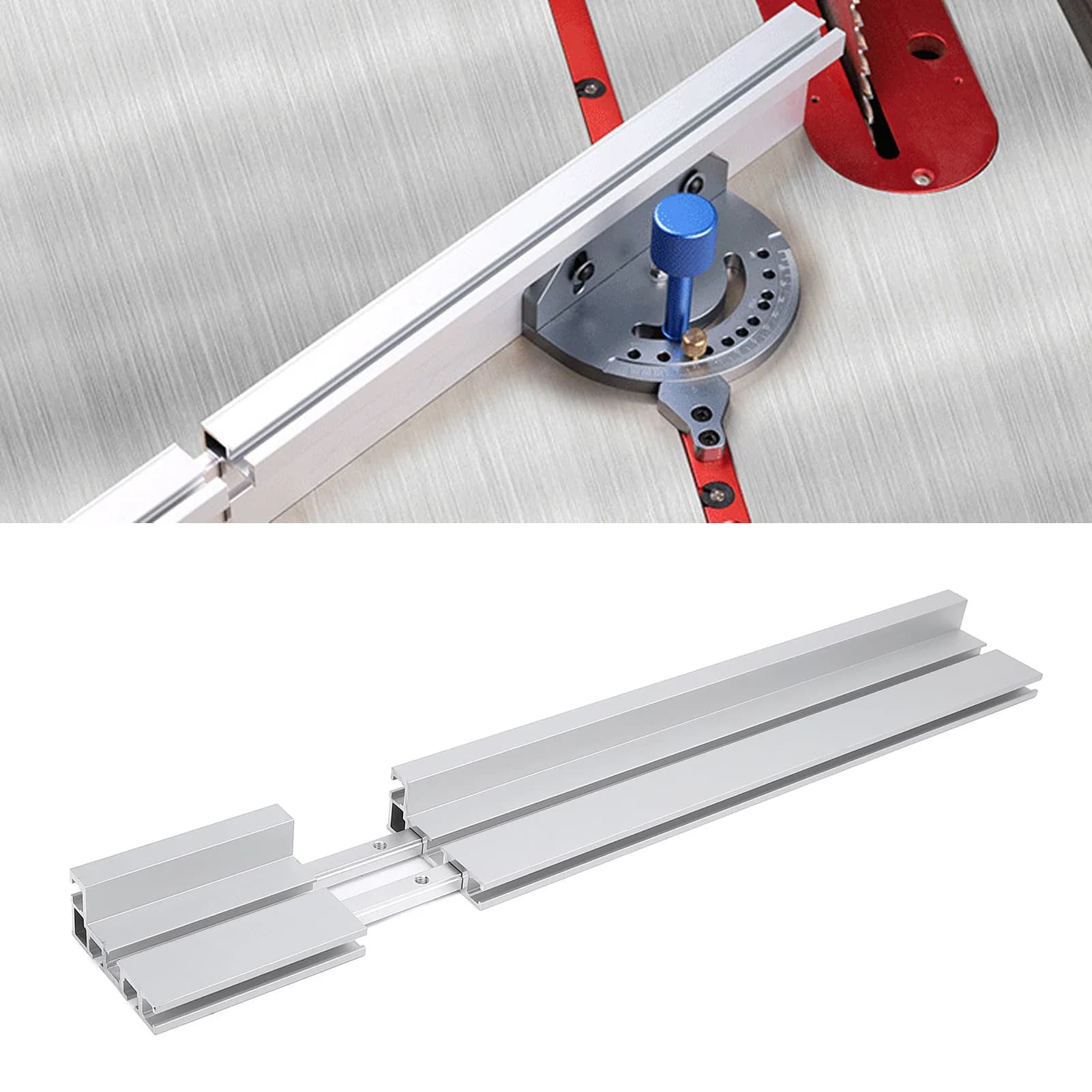 Protezione per Troncatrice in Lega di Alluminio, Regolabile e Telescopica 50-86 cm, per Lavorazione del Legno