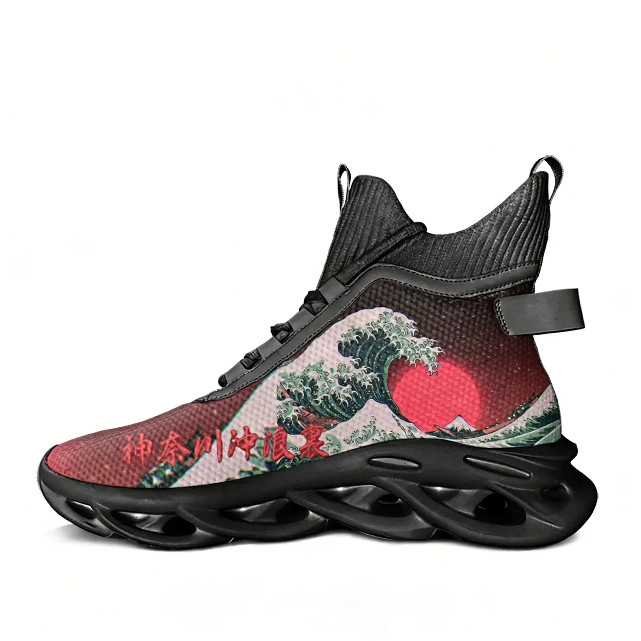 The Great Wave off Kanagawa High Top Flats Sneakers Scarpe da ginnastica da uomo e da donna per escursionismo, viaggi, alpinismo, scarpe da corsa leggere