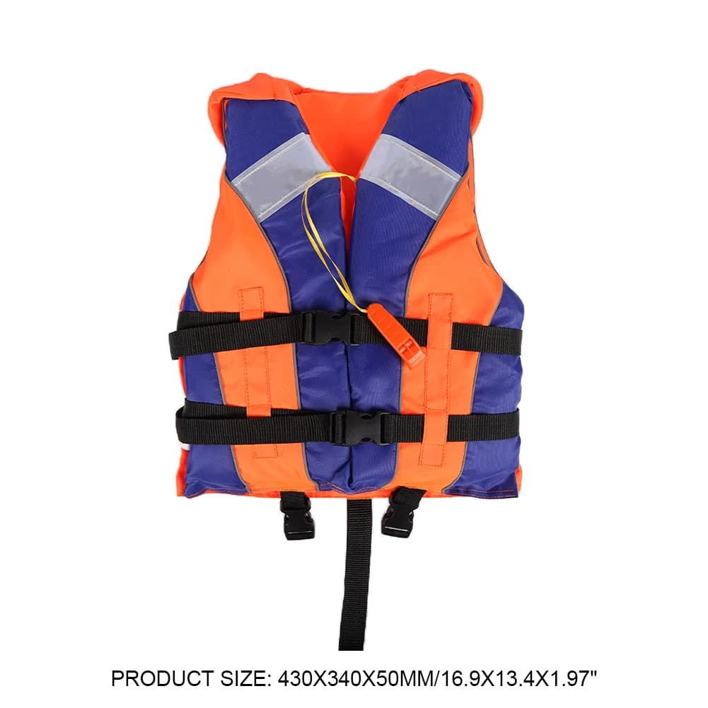 Giubbotto di salvataggio in poliestere 210D per adulti e bambini, giubbotto di salvataggio per pesca e nautica, resistente all'usura con fischietto e strisce riflettenti