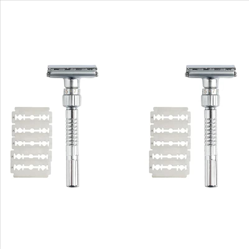 M12K-2X Classic Handle Razor Double-Edged T-Shaped 9-Speed Radical Adjustment Front Razor Sent 5 Blade And Storage Box