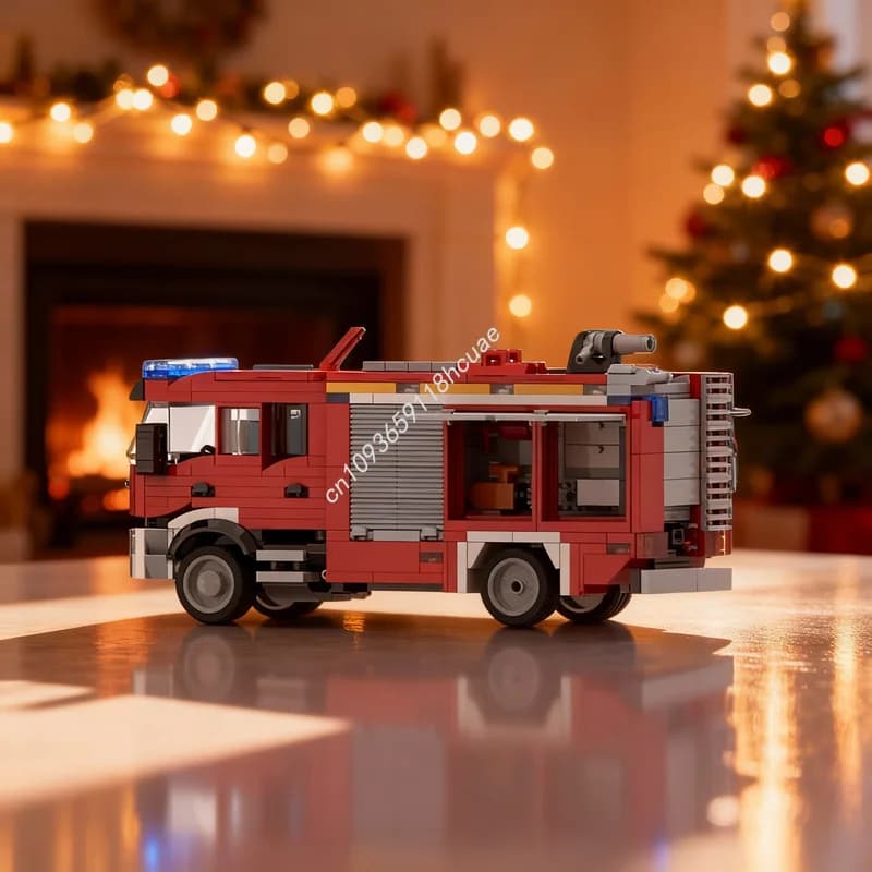 501 Pezzi MOC Camion dei Pompieri RENAULT, Modello di Traffico Urbano, Blocchi da Costruzione, Giocattolo Architettonico, Regalo di Natale, Idea Creativa Fai-da-Te, Educativo