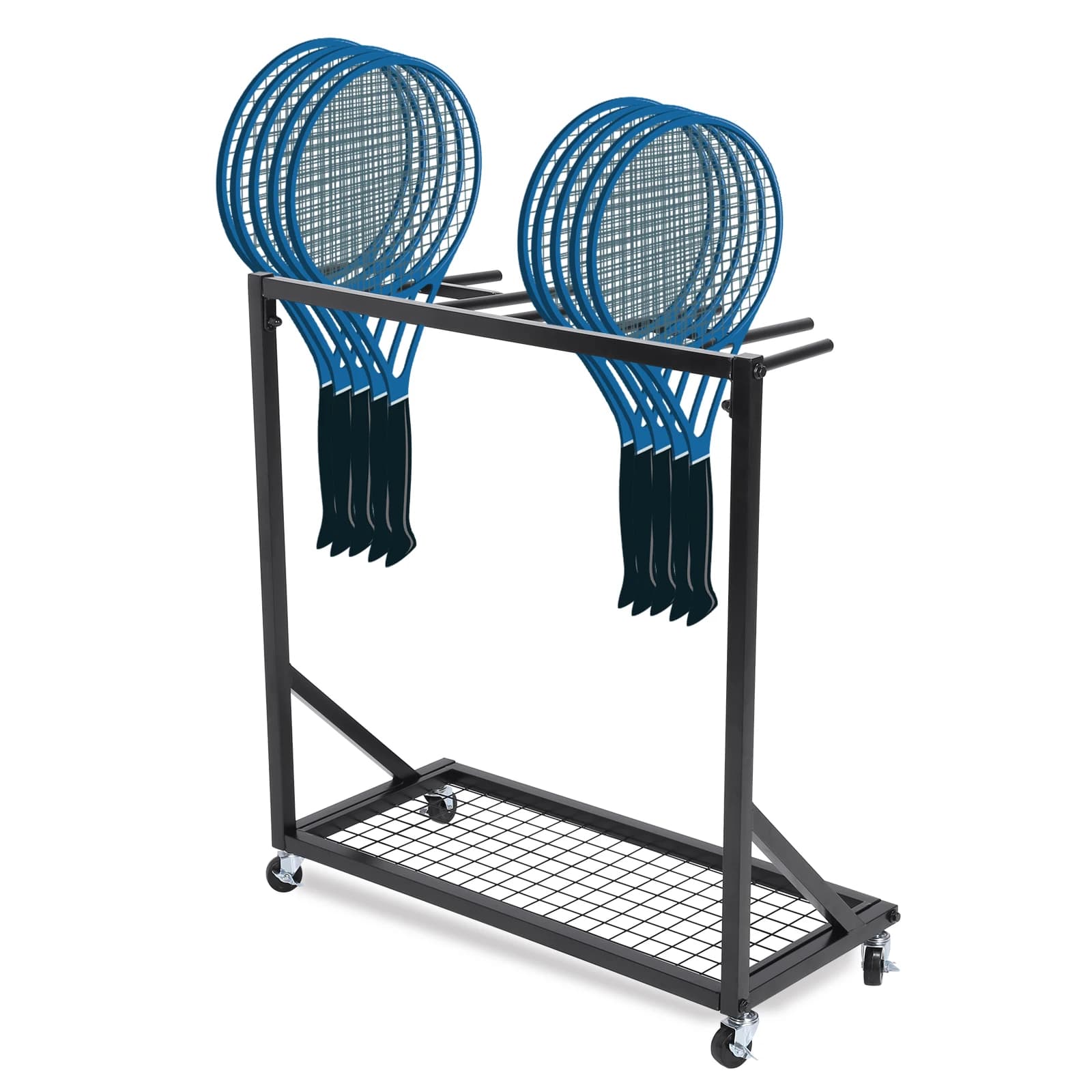 Carrello Portapalline da Tennis Pesanti con Ruote, Porta Racchette da Tennis su Ruote per Scuola e Palestra
