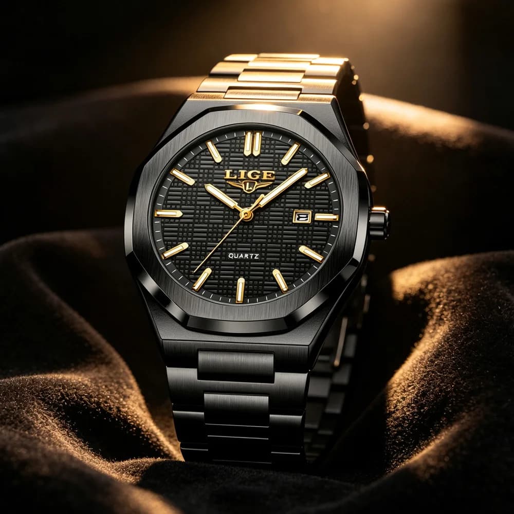 LIGE Luxury Man Wristwatch Waterproof Luminous Date Watch For Men Stainless Steel Men's Watches Quartz Male Clock Sport
