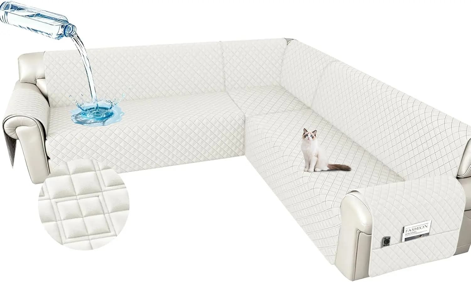 ivory xx large l shaped sectional velvet sofa cover washable waterproof non slip dog furniture protector