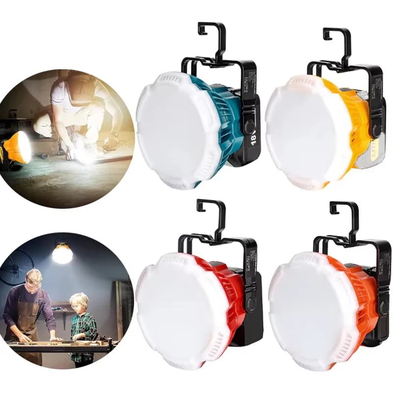 Lampada da lavoro a LED da 24 W per Makita/Dewalt/Milwaukee/Bosch/Black Decker/Craftsman 18 V Batteria Lampada da lavoro per esterni 2400LM portatile