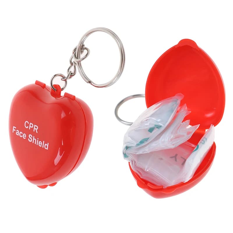1PC Unidirectional Valve Mini Protect CPR Mask Buckle Keychain Save in heart box First aid mask
