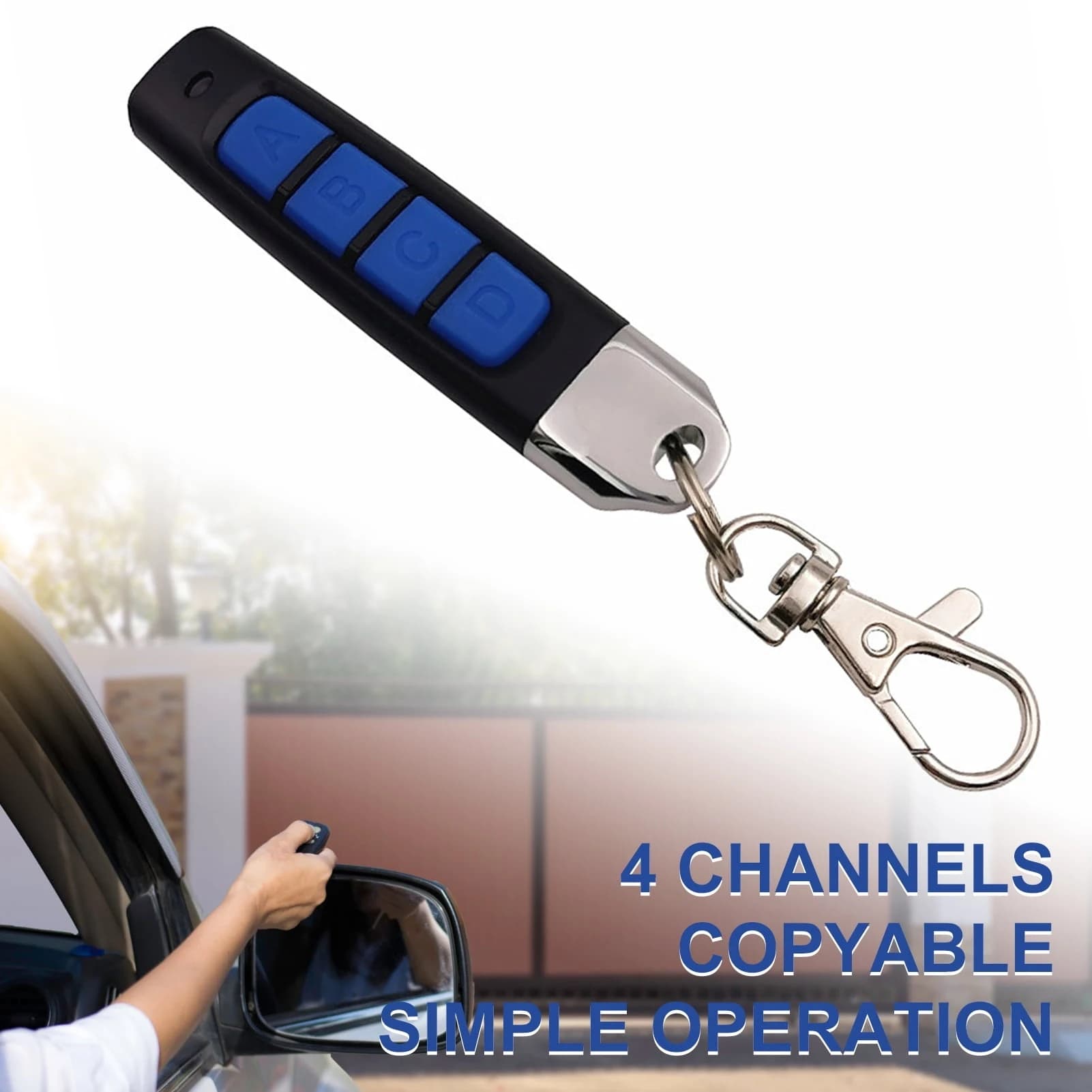 Telecomando universale per porta del garage 433 MHz Duplicatore di allarme per auto Apri serratura per casa e negozio Pulsanti ABCD per tapparelle