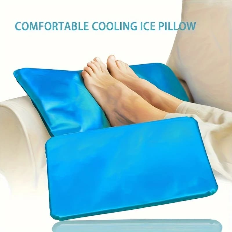 Blue Gel Ice Pack, Portable Muscle Pillow, Summer Cooling Cushion, Hand Washable Fabric Neck Support for Home Bedding, Compact