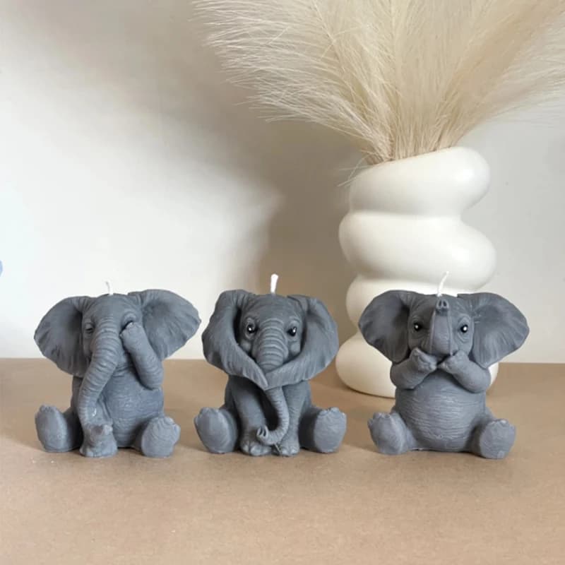Stampo per candele in silicone con elefante 3D, animale carino, aromaterapia, gesso, resina, sapone, strumento per la creazione di decorazioni per la casa fatte a mano fai da te
